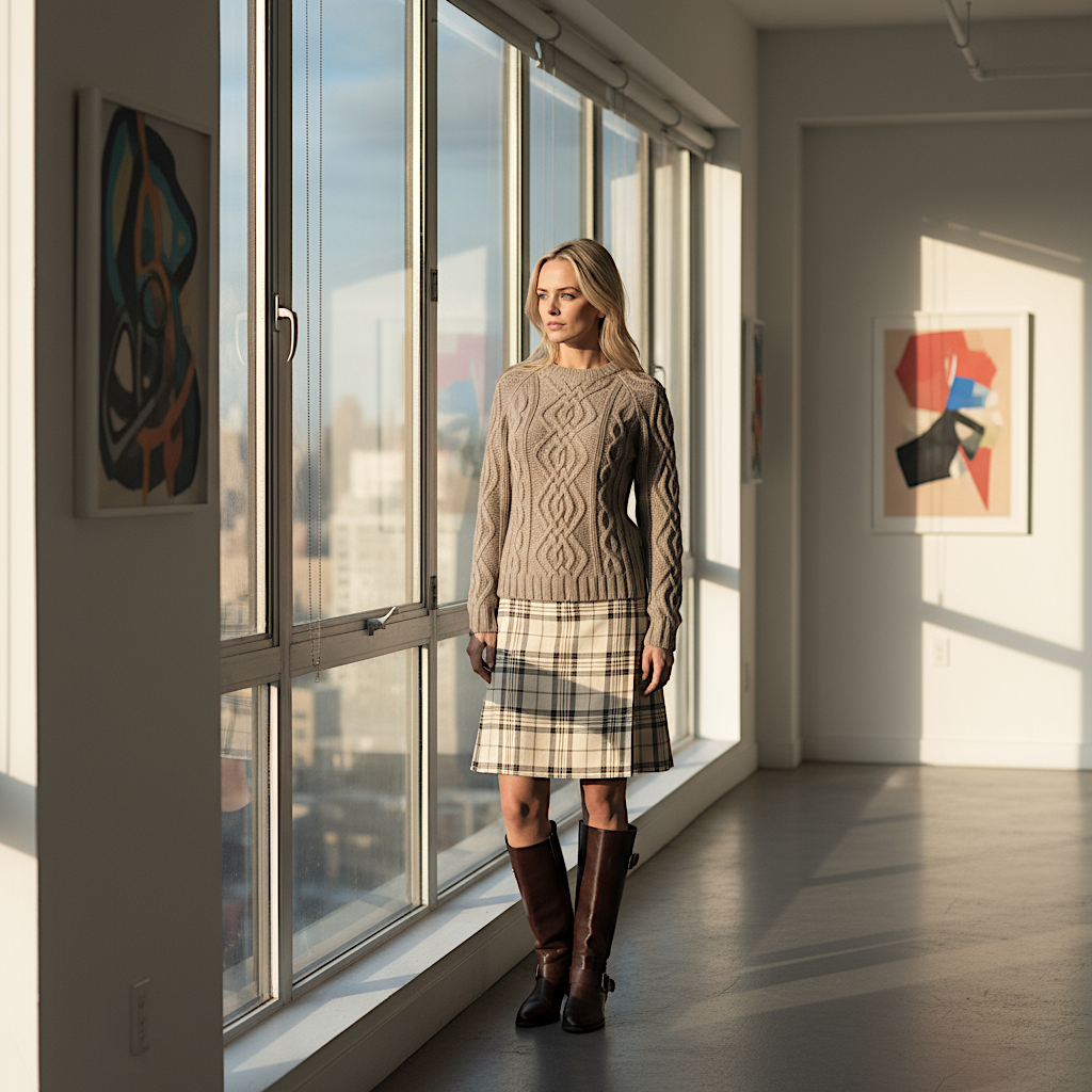 Linére Boutique – Linen und Cashmere aus Italien 2 Aran Cashmere Pullover für Damen im Studio Blick über Skyline