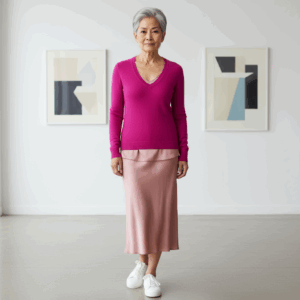 V-Neck Ultralight – Fuxia (100% Cashmere) 3 BrombeerVneck