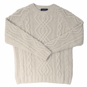 Aran Cashmere Pullover für Damen – Linére Detailansicht Creme