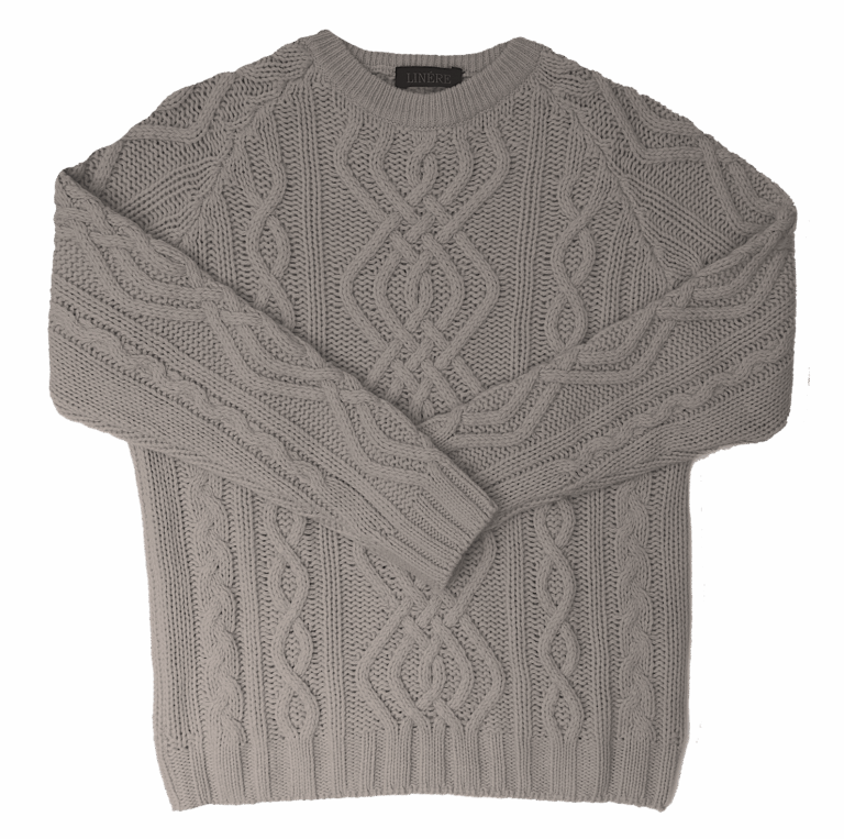Aran Cashmere Pullover für Damen – Linére Tortora