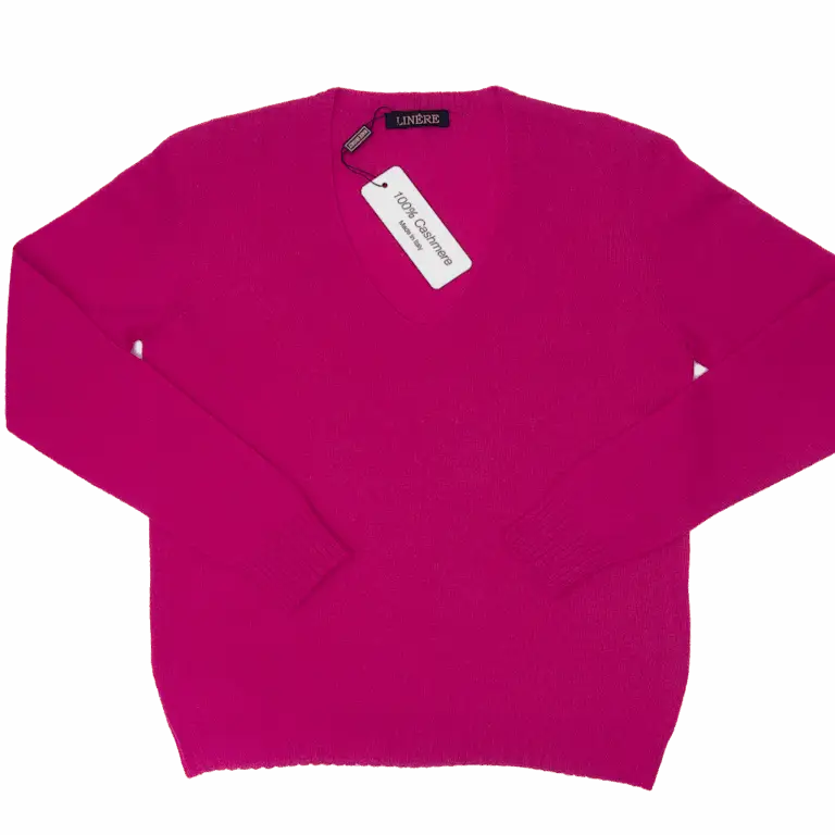 V-Neck Ultralight – Fuxia (100% Cashmere)