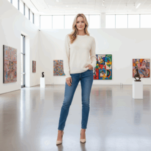 Rundhals Cashmere – Panna (100% Cashmere) 3 LinereRundhalsCreme