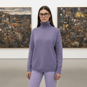 Kaschmir Rollkragen Oversize Damen – Limited 100% | Linére 4 PulloverMalvafront