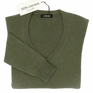 V-Neck Ultralight – Verde Comodoro (100% Cashmere)
