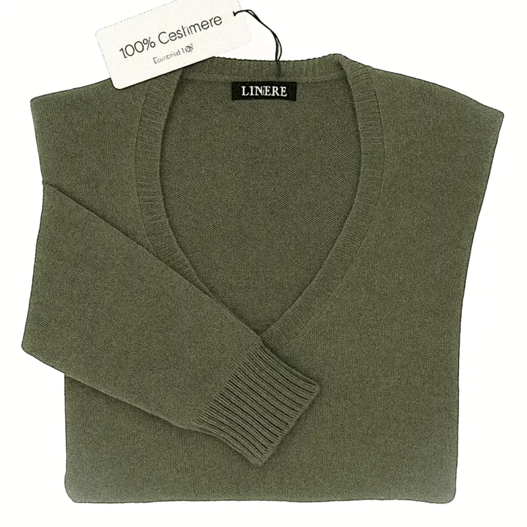V-Neck Ultralight – Verde Comodoro (100% Cashmere)
