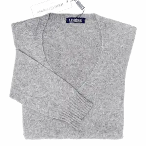 V-Neck Ultralight – Grigio Perla (100% Cashmere)