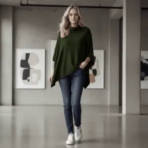 Poncho Cashmere – Verde Militare (100% Cashmere)