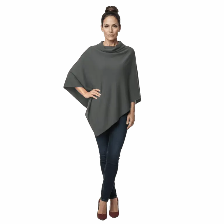 Poncho Cashmere – Grigio Perla (100% Cashmere)