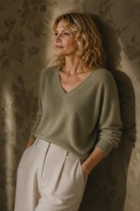 Italienischer Cashmere Pullover in Grün