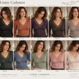 Ultralight Langarm Shirt mit Spitze & Cashmere-Anteil 2 LinereSpitze Shirt